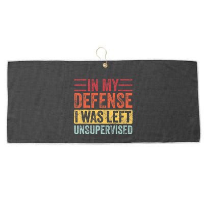 In My Defense I Was Left Unsupervised Large Microfiber Waffle Golf Towel