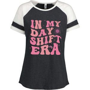 In My Day Shift Era Enza Ladies Jersey Colorblock Tee