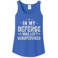 In My Defense I Was Left Unsupervised  Funny Retro Vintage  Ladies Essential Tank