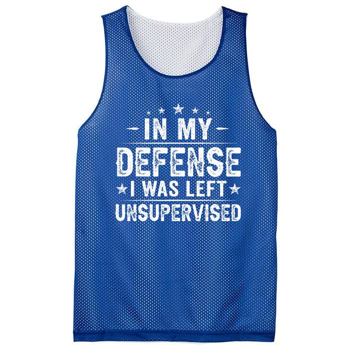 In My Defense I Was Left Unsupervised  Funny Retro Vintage  Mesh Reversible Basketball Jersey Tank