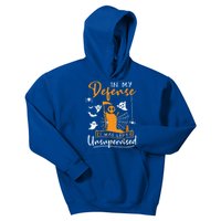 In My Defense I Was Left Unsupervised Funny Halloween Humor Gift Kids Hoodie