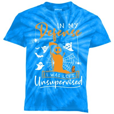 In My Defense I Was Left Unsupervised Funny Halloween Humor Gift Kids Tie-Dye T-Shirt