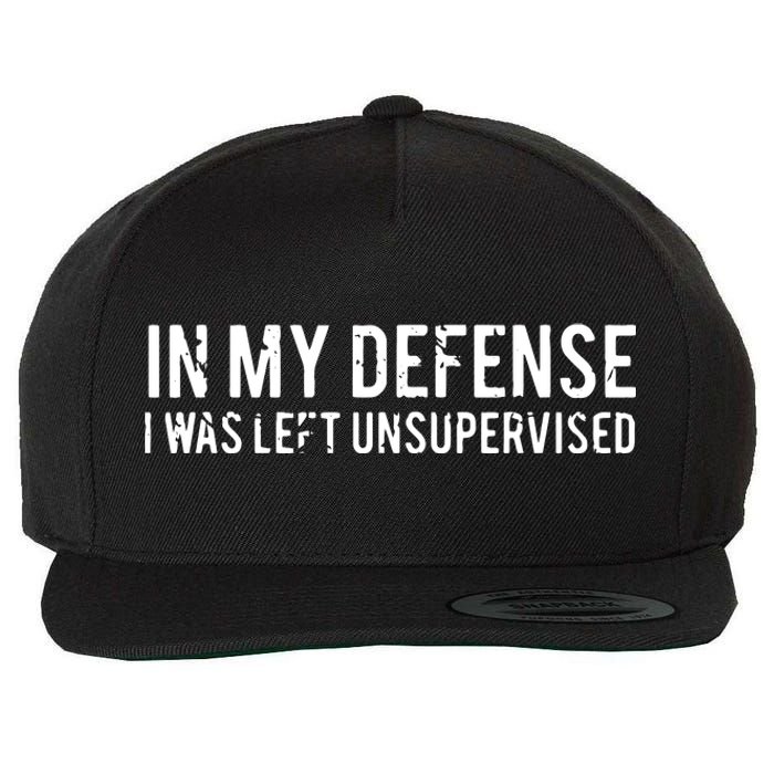 In My Defense I Was Left Unsupervised Wool Snapback Cap