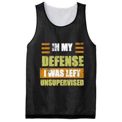 In My Defense I Was Left Unsupervised Funny Saying Mesh Reversible Basketball Jersey Tank