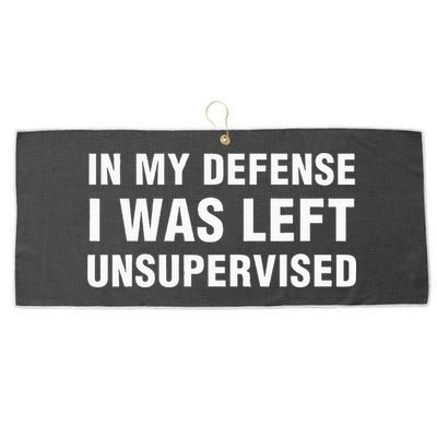 In My Defense I Was Left Unsupervised Gifts Large Microfiber Waffle Golf Towel