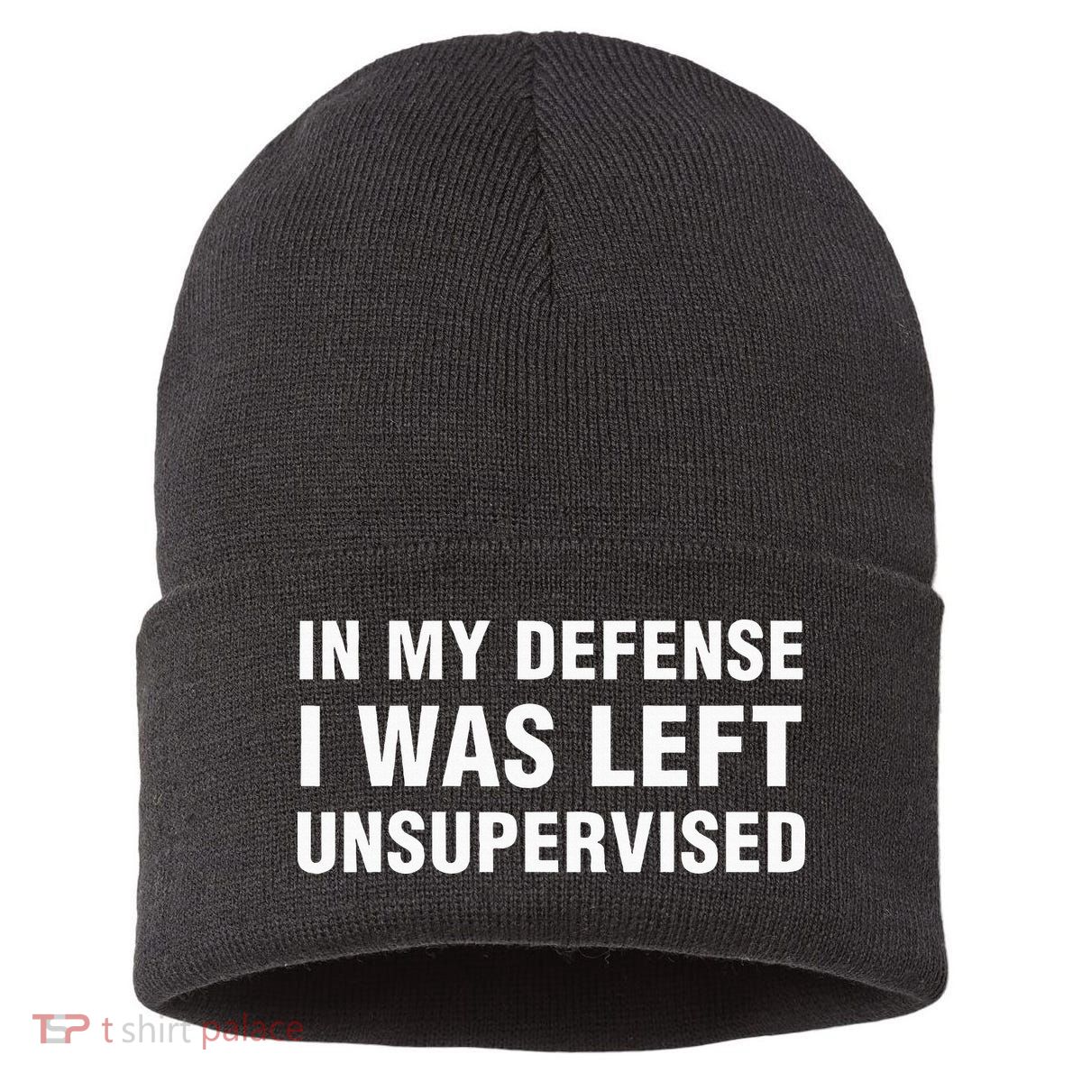 In My Defense I Was Left Unsupervised Gifts Sustainable Knit Beanie
