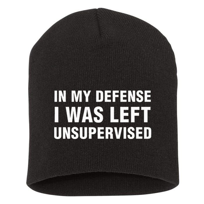 In My Defense I Was Left Unsupervised Gifts Short Acrylic Beanie
