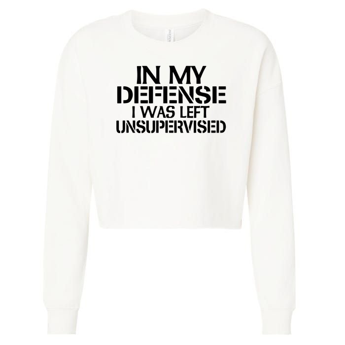 In My Defense I Was Left Unsupervised Costune For Fun Time Cropped Pullover Crew