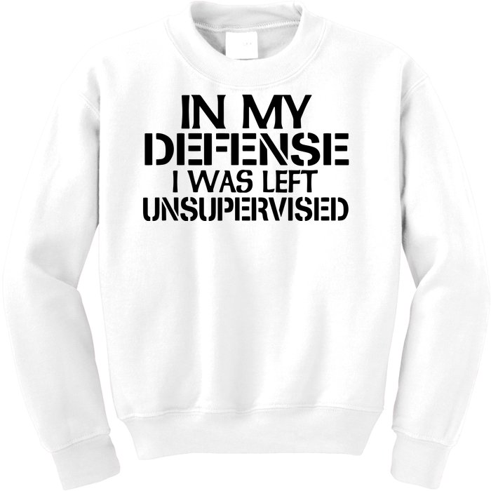 In My Defense I Was Left Unsupervised Costune For Fun Time Kids Sweatshirt