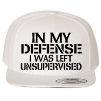 In My Defense I Was Left Unsupervised Costune For Fun Time Wool Snapback Cap