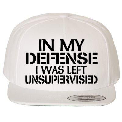 In My Defense I Was Left Unsupervised Costune For Fun Time Wool Snapback Cap