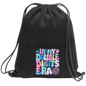 In My Double Digits Era Retro 10 Year Old 10th Birthday Girl Sweatshirt Cinch Pack Bag