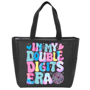 In My Double Digits Era Retro 10 Year Old 10th Birthday Girl Zip Tote Bag