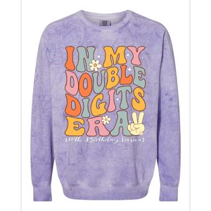 In My Double Digits Era 10th Birthday Groovy Retro Girl Boy Colorblast Crewneck Sweatshirt