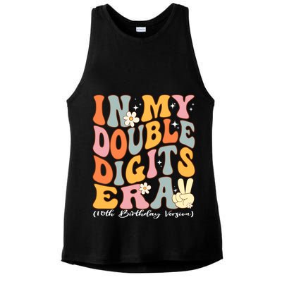 In My Double Digits Era 10th Birthday Groovy Retro Girl Boy Ladies PosiCharge Tri-Blend Wicking Tank