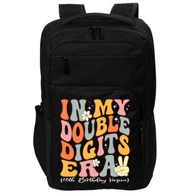 In My Double Digits Era 10th Birthday Groovy Retro Girl Boy Impact Tech Backpack