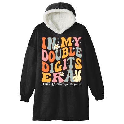 In My Double Digits Era 10th Birthday Groovy Retro Girl Boy Hooded Wearable Blanket