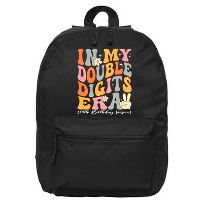 In My Double Digits Era 10th Birthday Groovy Retro Girl Boy 16 in Basic Backpack