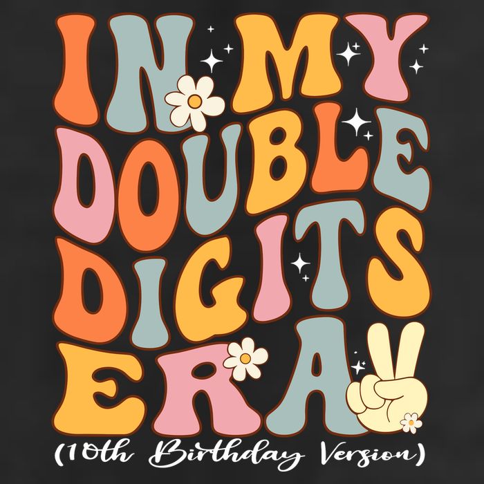 In My Double Digits Era 10th Birthday Groovy Retro Girl Boy 25L Jumbo Tote