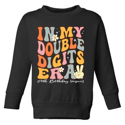 In My Double Digits Era 10th Birthday Groovy Retro Girl Boy Toddler Sweatshirt