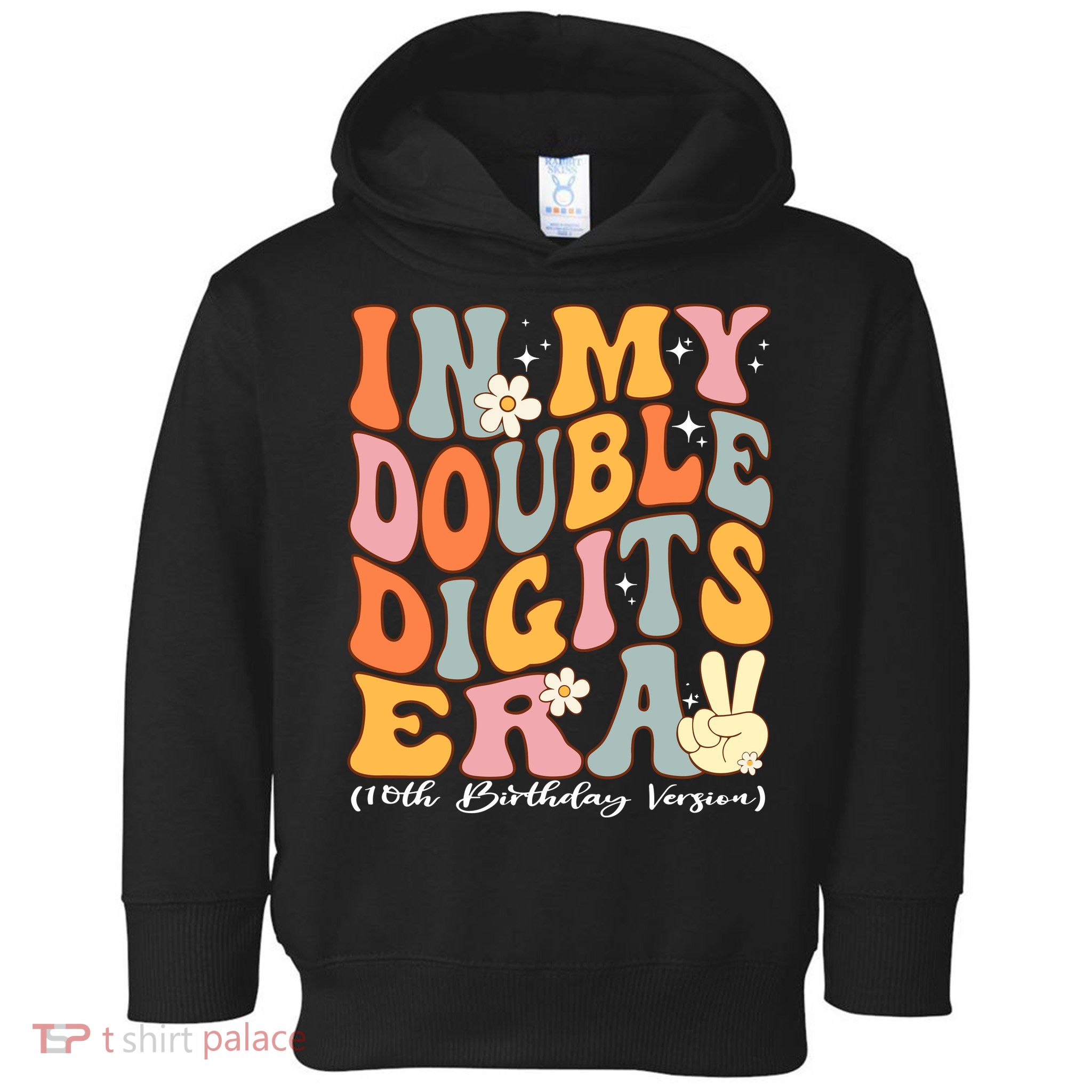 In My Double Digits Era 10th Birthday Groovy Retro Girl Boy Toddler Hoodie