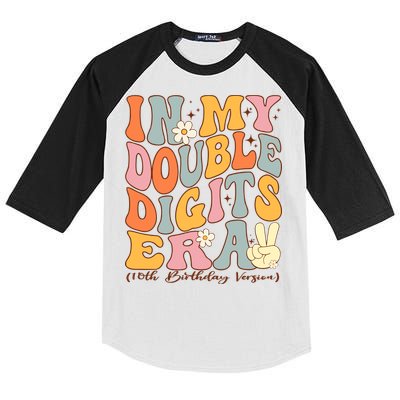 In My Double Digits Era 10th Birthday Groovy Retro Girl Boy Kids Colorblock Raglan Jersey
