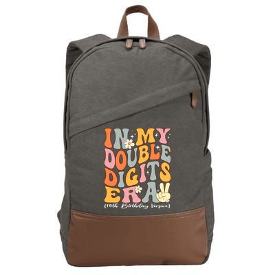 In My Double Digits Era 10th Birthday Groovy Retro Girl Boy Cotton Canvas Backpack