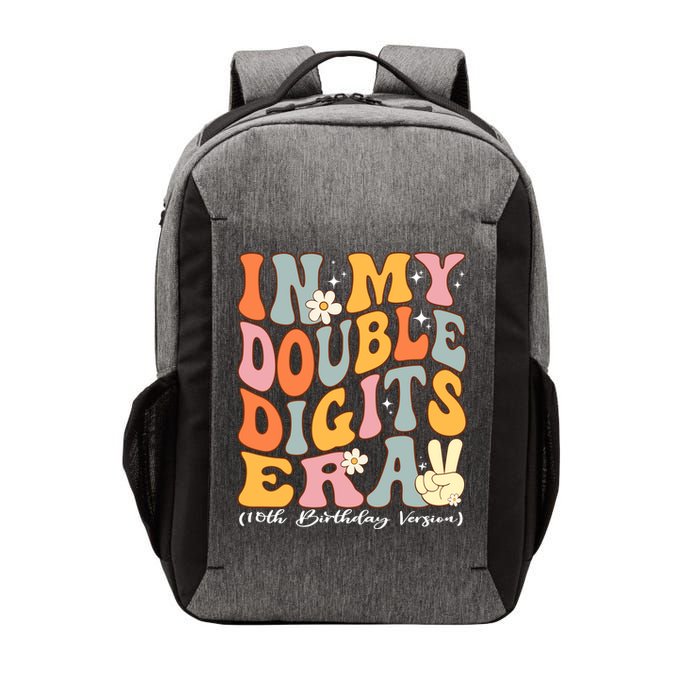 In My Double Digits Era 10th Birthday Groovy Retro Girl Boy Vector Backpack