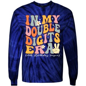 In My Double Digits Era 10th Birthday Groovy Retro Girl Boy Tie-Dye Long Sleeve Shirt