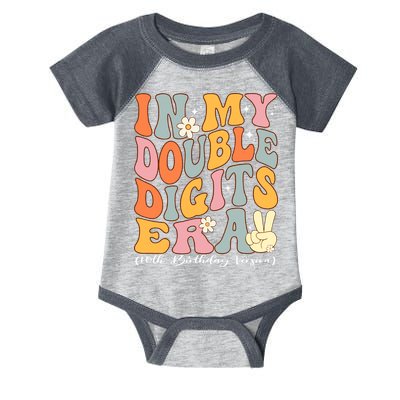 In My Double Digits Era 10th Birthday Groovy Retro Girl Boy Infant Baby Jersey Bodysuit