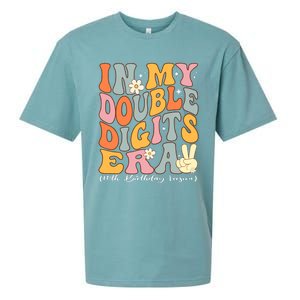 In My Double Digits Era 10th Birthday Groovy Retro Girl Boy Sueded Cloud Jersey T-Shirt