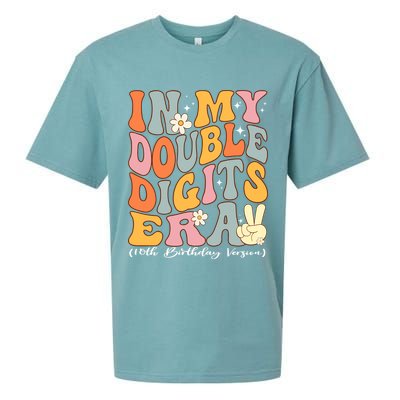 In My Double Digits Era 10th Birthday Groovy Retro Girl Boy Sueded Cloud Jersey T-Shirt