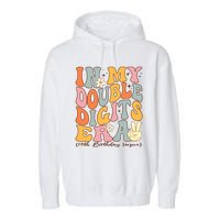 In My Double Digits Era 10th Birthday Groovy Retro Girl Boy Garment-Dyed Fleece Hoodie