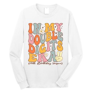 In My Double Digits Era 10th Birthday Groovy Retro Girl Boy Long Sleeve Shirt