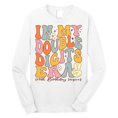 In My Double Digits Era 10th Birthday Groovy Retro Girl Boy Long Sleeve Shirt