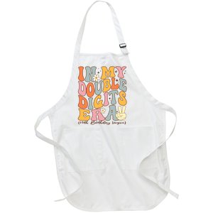 In My Double Digits Era 10th Birthday Groovy Retro Girl Boy Full-Length Apron With Pockets