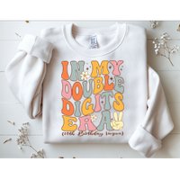 In My Double Digits Era 10th Birthday Groovy Retro Girl Boy Sweatshirt