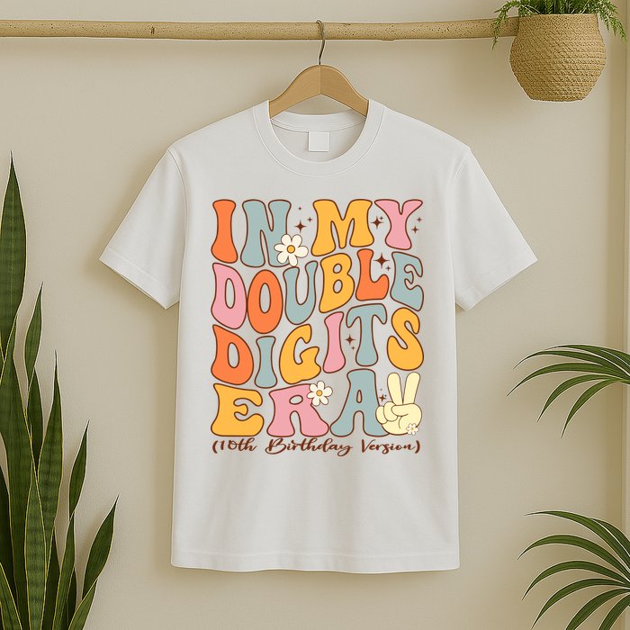 In My Double Digits Era 10th Birthday Groovy Retro Girl Boy T-Shirt