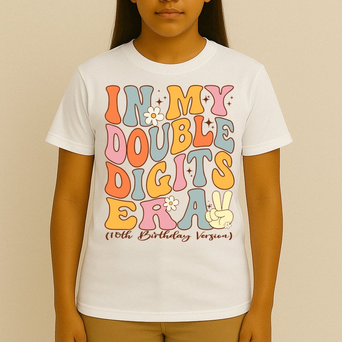 In My Double Digits Era 10th Birthday Groovy Retro Girl Boy T-Shirt
