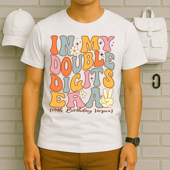 In My Double Digits Era 10th Birthday Groovy Retro Girl Boy T-Shirt