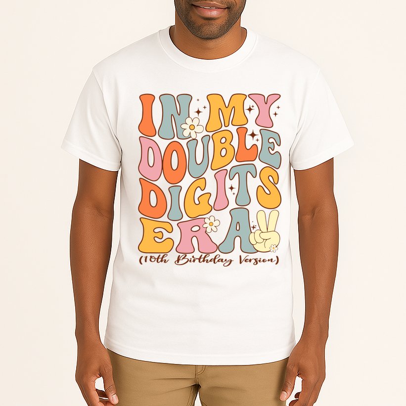 In My Double Digits Era 10th Birthday Groovy Retro Girl Boy Tall T-Shirt