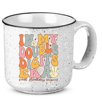 In My Double Digits Era 10th Birthday Groovy Retro Girl Boy 15oz Campfire Ceramic Mug