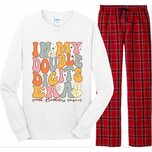 In My Double Digits Era 10th Birthday Groovy Retro Girl Boy Long Sleeve Pajama Set