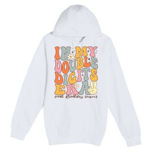 In My Double Digits Era 10th Birthday Groovy Retro Girl Boy Premium Pullover Hoodie