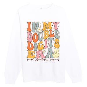 In My Double Digits Era 10th Birthday Groovy Retro Girl Boy Premium Crewneck Sweatshirt