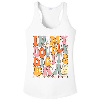 In My Double Digits Era 10th Birthday Groovy Retro Girl Boy Ladies PosiCharge Competitor Racerback Tank