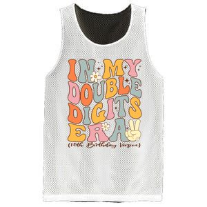 In My Double Digits Era 10th Birthday Groovy Retro Girl Boy Mesh Reversible Basketball Jersey Tank