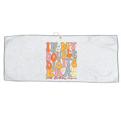 In My Double Digits Era 10th Birthday Groovy Retro Girl Boy Large Microfiber Waffle Golf Towel