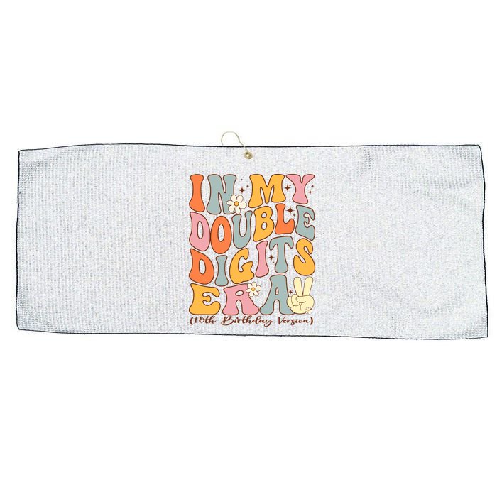 In My Double Digits Era 10th Birthday Groovy Retro Girl Boy Large Microfiber Waffle Golf Towel