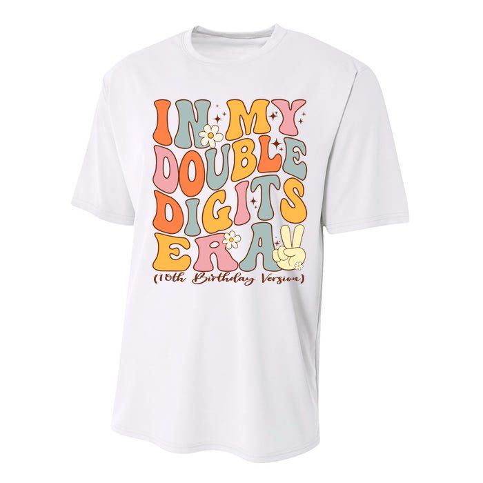 In My Double Digits Era 10th Birthday Groovy Retro Girl Boy Performance Sprint T-Shirt